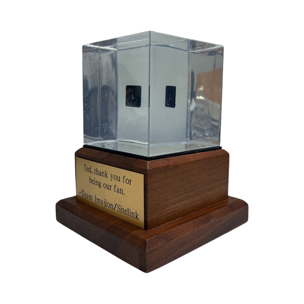 Ted, thank you for being our fan | Engraved Plate on Natural Walnut Base with Leather | Luxury, Archival Packaging