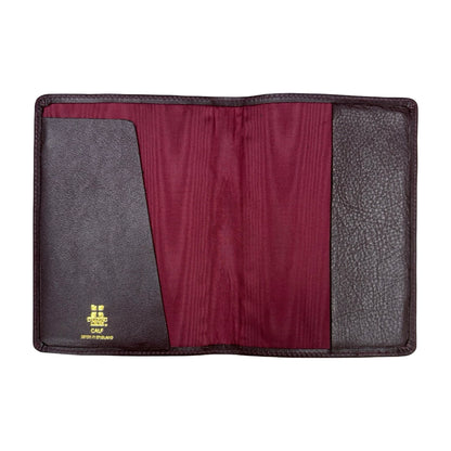 Gift: MM Passport Cover | Calf Leather | Bordeaux | Gold Initials | Made in England