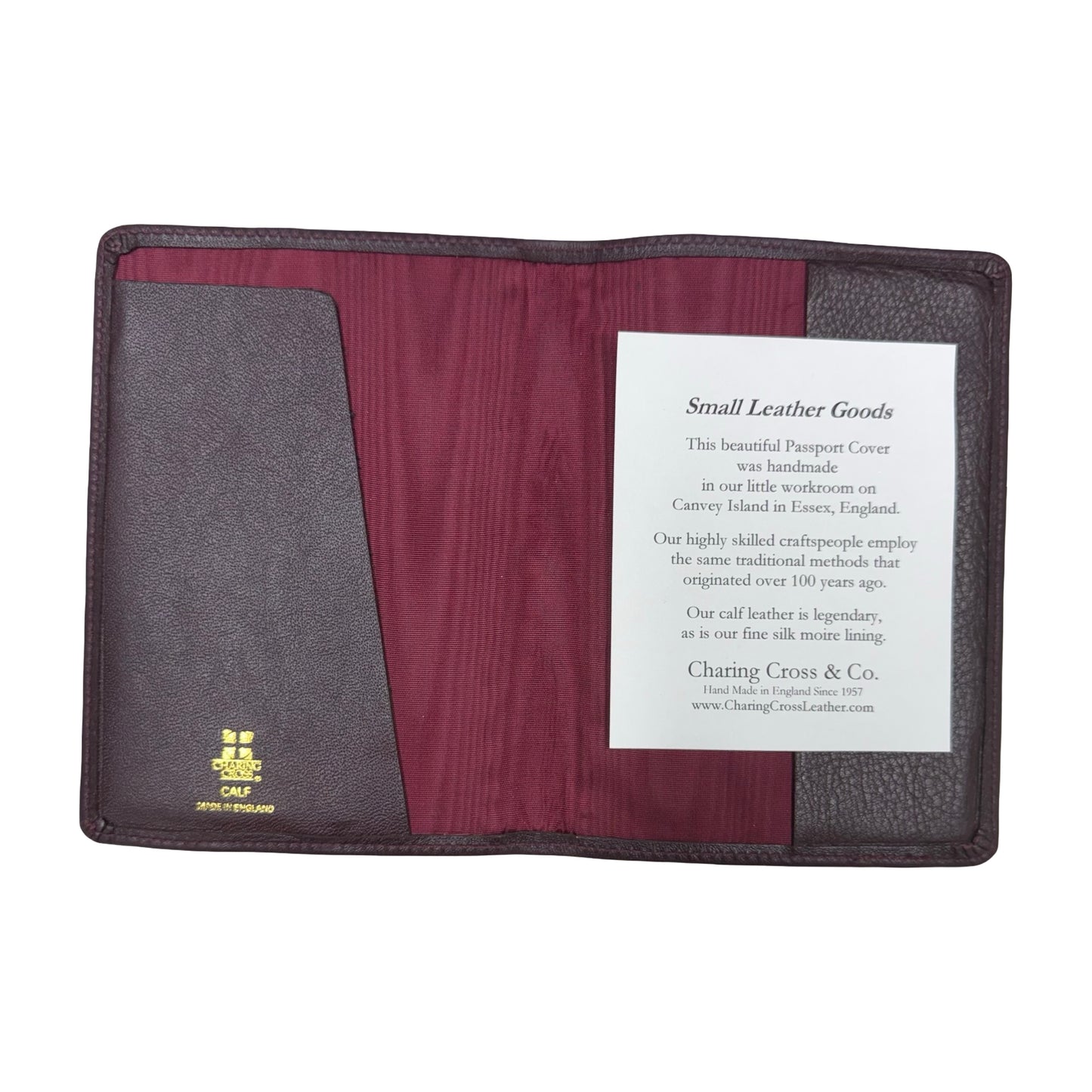 Gift: MM Passport Cover | Calf Leather | Bordeaux | Gold Initials | Made in England
