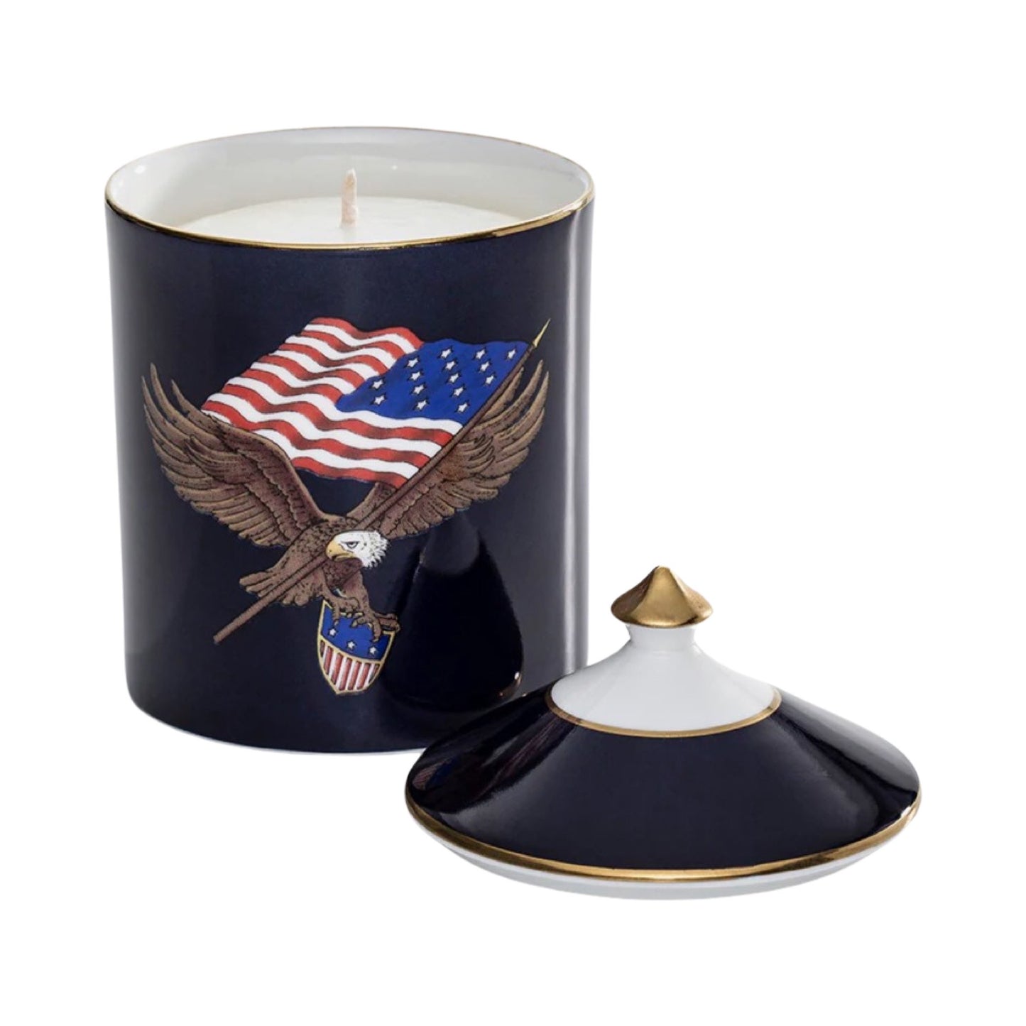 Halcyon Days Patriotic | US Flag Stars and Stripes Candle with Lid | American Flag Candle