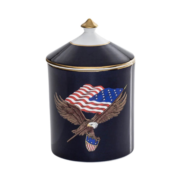 Halcyon Days Patriotic | US Flag Stars and Stripes Candle with Lid | American Flag Candle