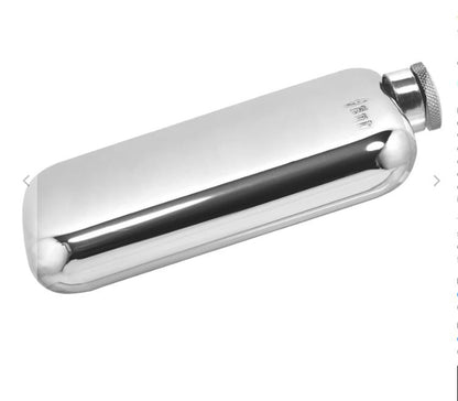 Pewter Flask | 6 Oz | Rounded Top | Hallmarked, Solid Pewter Hip Flask | Captive Top | Made in Sheffield, England