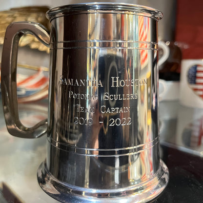 Potomac  | Hand Engraved Solid Pewter Tankard | Potomac | Crest and 4 Lines of Hand Engraving | Patriotic Gift Wrap