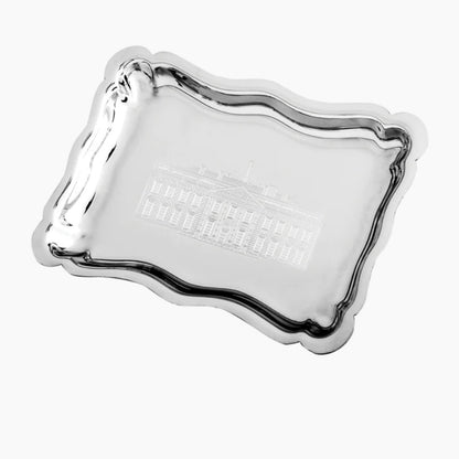 Pewter Tray Engraved | 6" - 9"  | Small Scalloped Edge Chippendale  Rectangular Tray | Solid Pewter | Made in USA