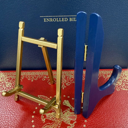 Blue Plate Stand | Wood with brass hinge | Presentation Stand