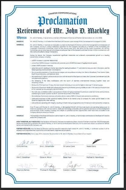September 2026 | Bespoke Framed Award / Proclamation