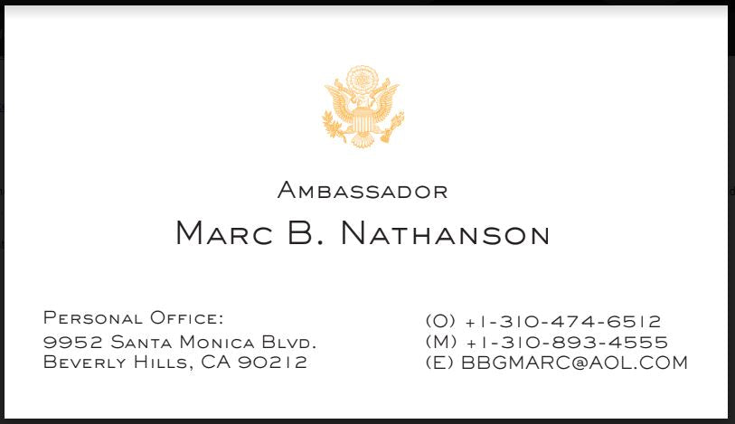 Ambassador Nathanson Business Cards & Monarch Stationery Sets