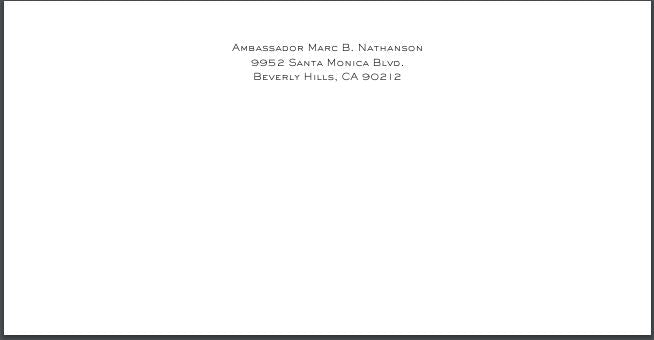 Ambassador Nathanson Business Cards & Monarch Stationery Sets