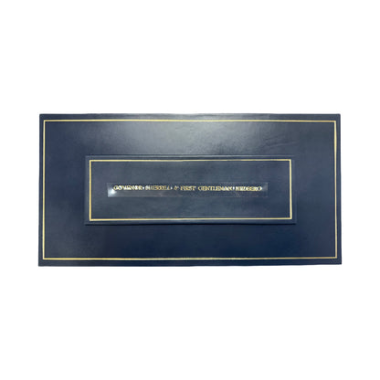 Bespoke Navy  Leather Table Planner | Embassy Size | Gold Tooling & Personalization | 9 by 18" | Made in USA