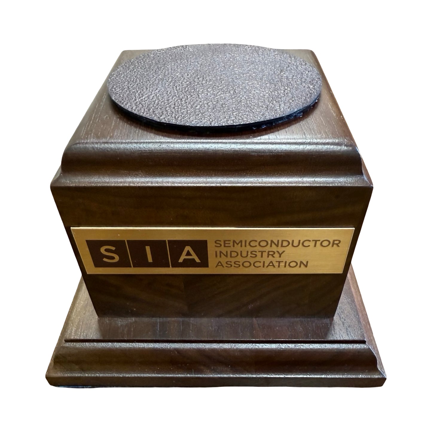 SIA | Waterford Crystal Capitol Dome | Walnut Base | Two Brass Plates Engraved with Logo and Text