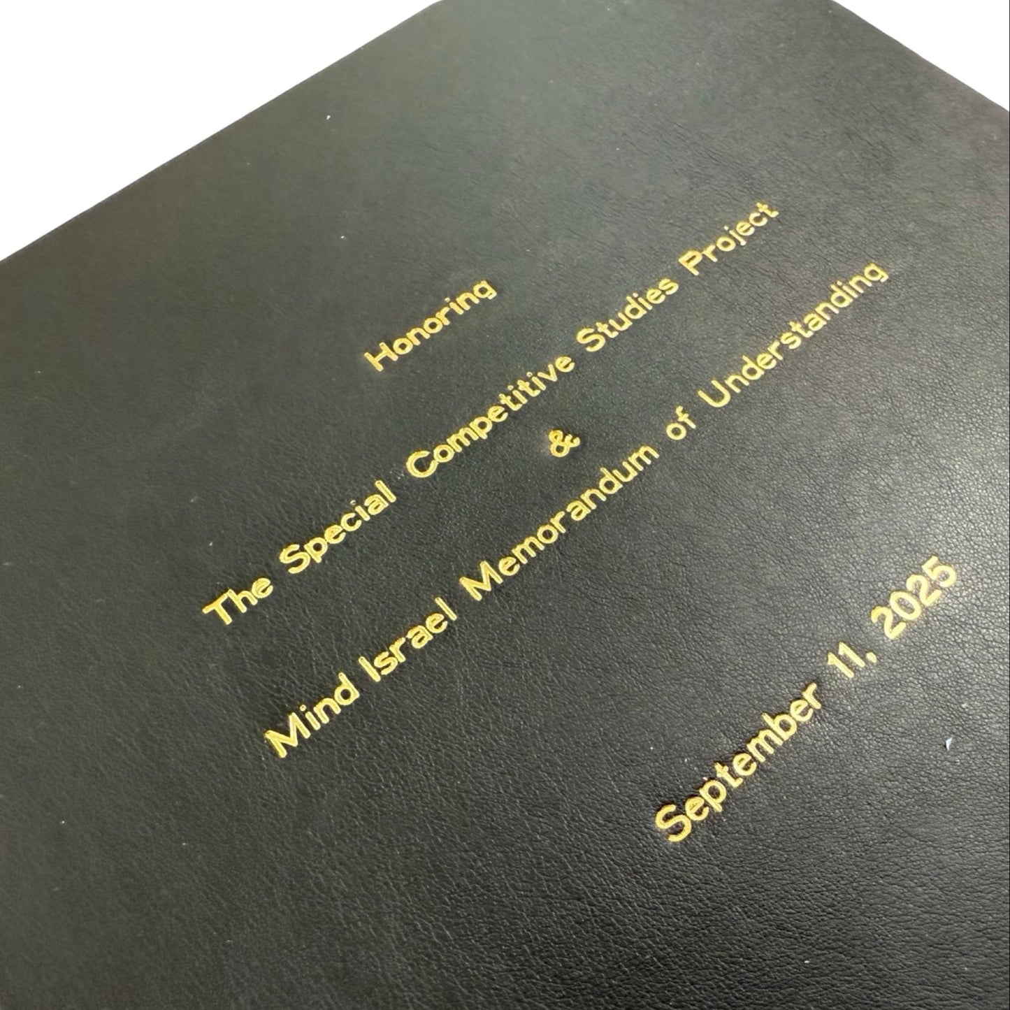 Goodstone | Custom Signing Folder | Black Bonded Leather | Double Sided | Five Lines of Text