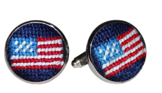 Needlepoint Collection | American Flag Needlepoint Cufflinks