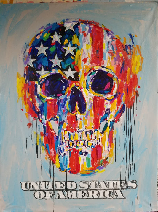 John Stango | American Flag and American Scull I Painting | USA Patriotic Artist