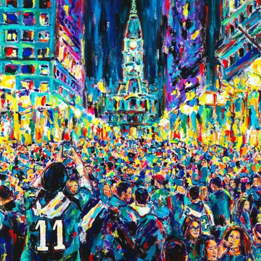 Bespoke Giclee Art by John Stango | Stango Gallery: American Football | Philadelphia Eagles | 44 by 36 inches | Acrylic Special Commission