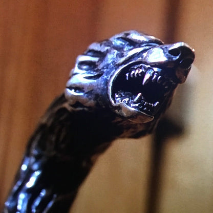 Bespoke Sterling Silver Handled Wolf Cane | Storm of the Century Replica | Made in England