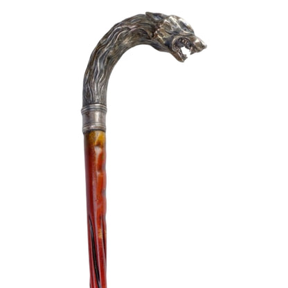 Bespoke Sterling Silver Handled Wolf Cane | Storm of the Century Replica | Made in England