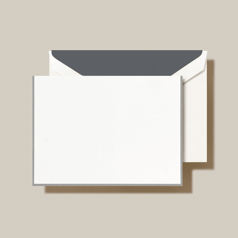 Sympathy Note Options: Alexander | Charcoal Bordered Fold-Over Notes on Pearl White | Plain Fold-Over Sympathy Notes on White