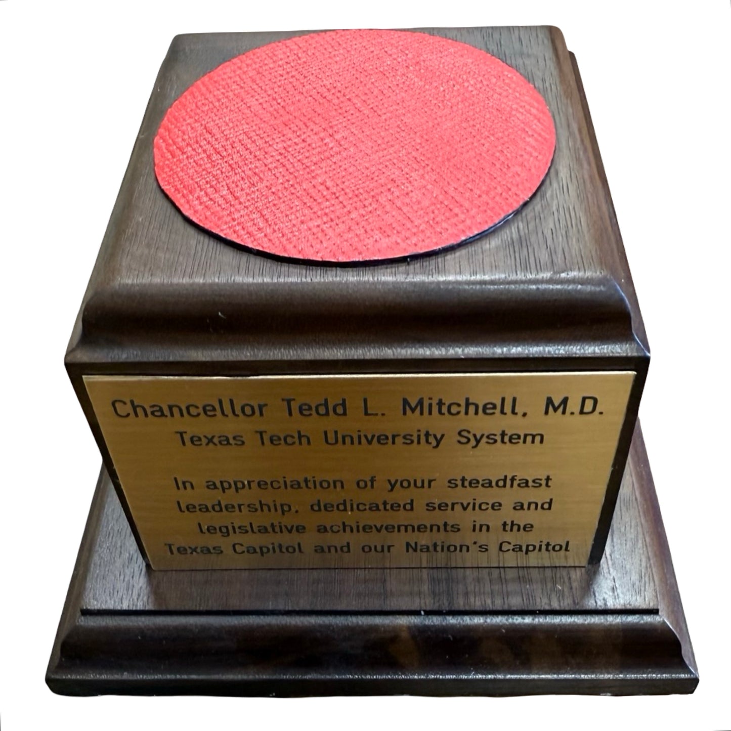 Waterford Crystal Capitol Dome Award on Walnut Base | Brass Plate Engraved | TEXAS TECH UNIV. | 2025