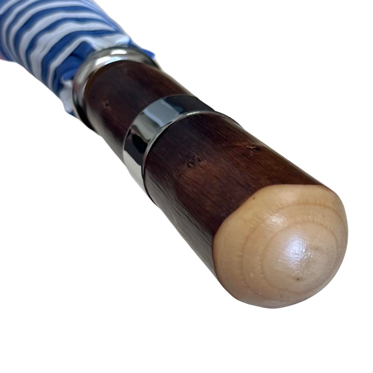 The Steele Golf Umbrella | Chestnut Straight Handle Golf Umbrella | Blue and White | The Finest Quality | Made in England