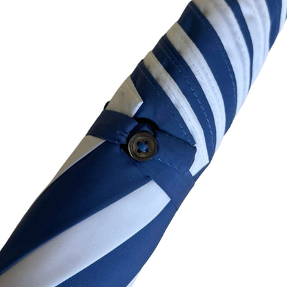 The Steele Golf Umbrella | Chestnut Straight Handle Golf Umbrella | Blue and White | The Finest Quality | Made in England