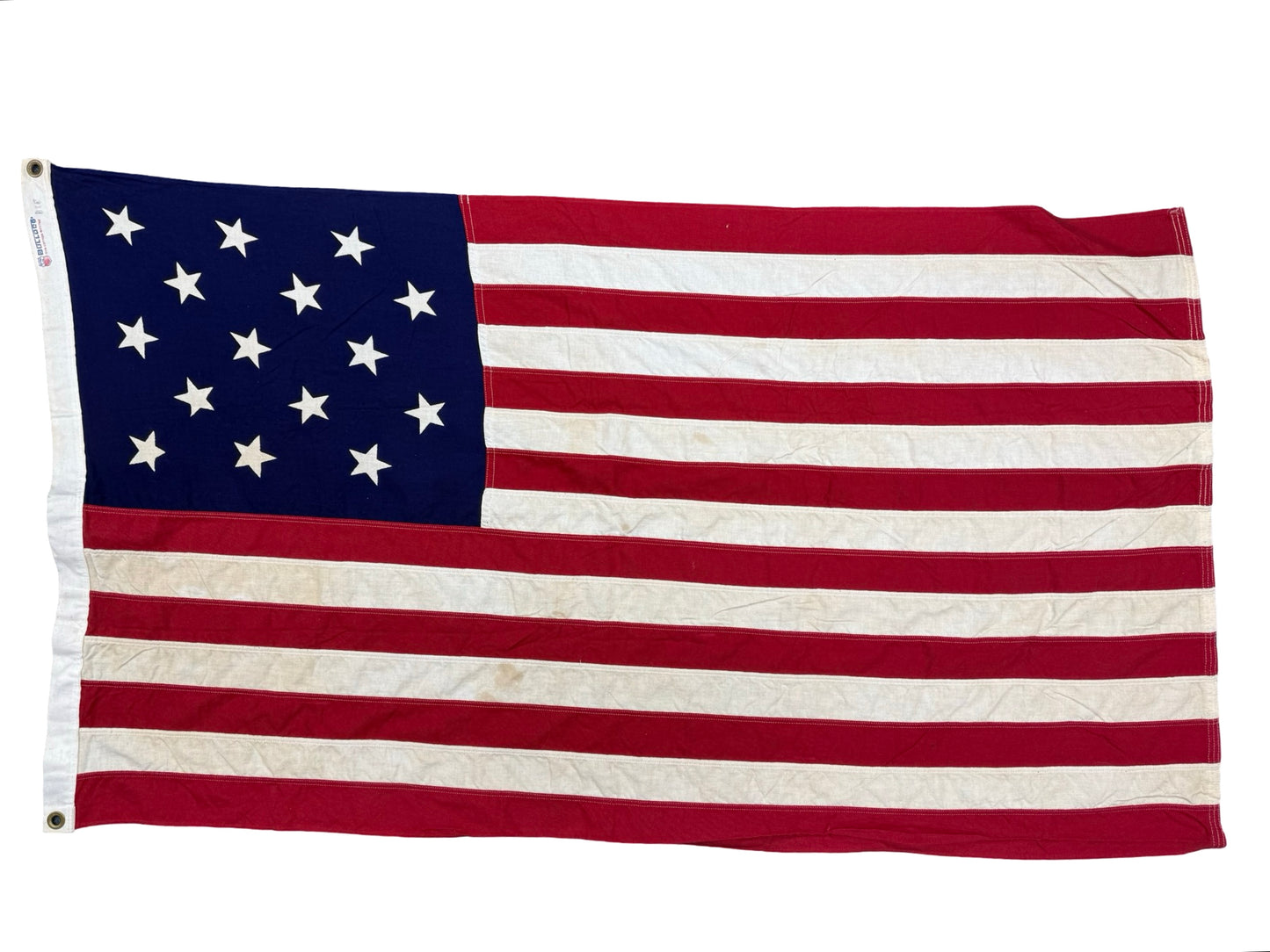 15 Star American Flag | Measuring 60.5 by 35.5 Inches | Vintage 1950's | All Cotton