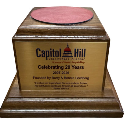 CAPITOL HILL VOLLEYBALL CLASSIC 2026 | Crystal Capitol Dome on Natural Walnut with Photo Etched Text and Logo on Brass Plate