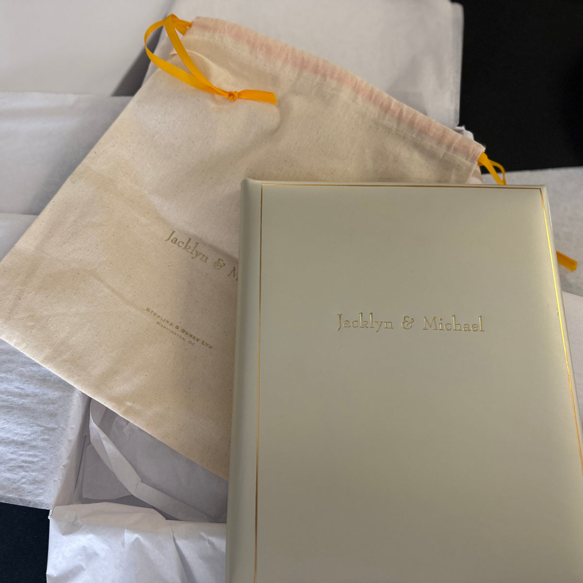 Jacklyn & Michael Wedding Book  | 10 by 8 Inches | Calf Leather | Made in England