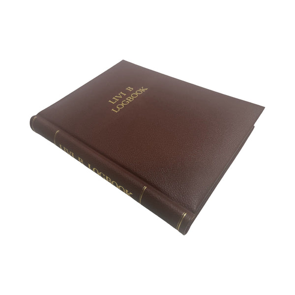 Bespoke Yachting Log | LIVI B | Finest Quality Hand Bookbinding | Brown Hide Exterior,  Gold Tooling, Special Map End Paper, Memory Sheets, and Log Pages