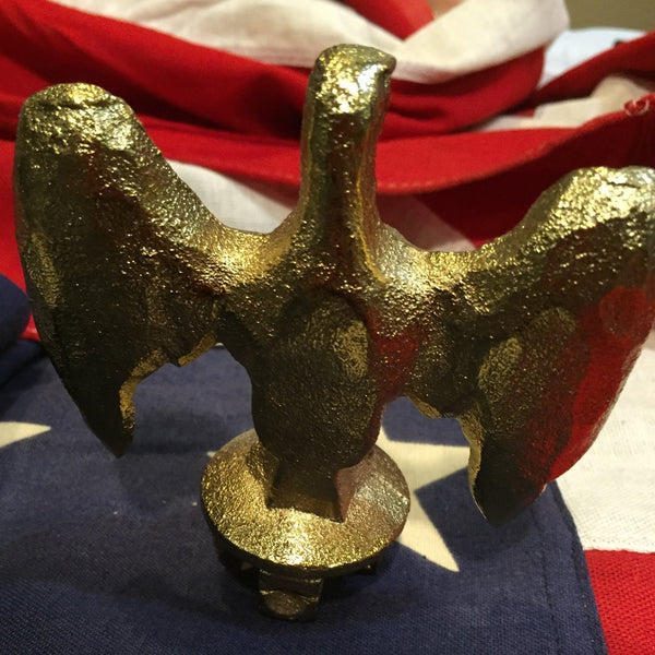 Patriotic Antique American Eagle Flag Topper | Gold Plated | US Flag Eagle 3.5" | Business Gift-Antique Artifact-Sterling-and-Burke