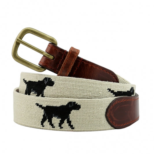 Needlepoint Collection | Black Lab Needlepoint Belt | Dog Belt | Khaki
