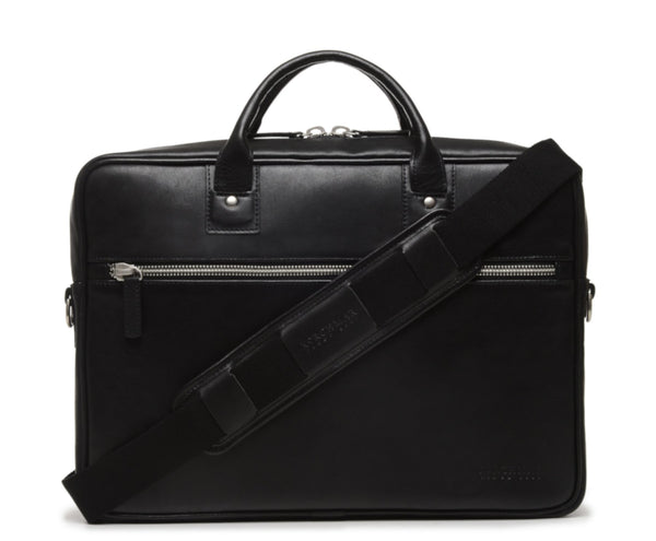 DYLAN Leather 15" Brief Bag | Grain Leather | Made in USA | Korchmar | London Tan Leather with Nickel Fittings