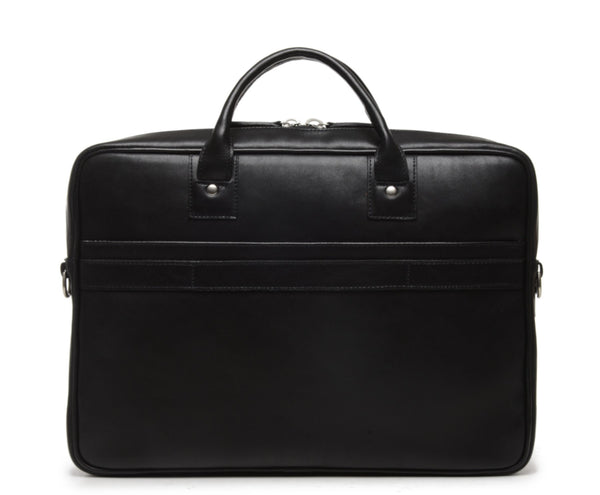 DYLAN Leather 15" Brief Bag | Grain Leather | Made in USA | Korchmar | London Tan Leather with Nickel Fittings