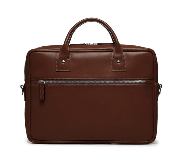 EDWIN Leather 14" Brief Bag | Grain Leather | Made in USA | Korchmar | London Tan