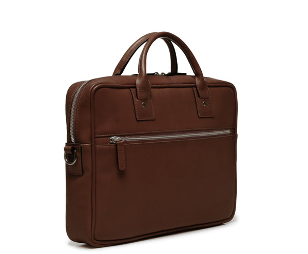 EDWIN Leather 14" Brief Bag | Grain Leather | Made in USA | Korchmar | London Tan