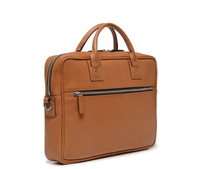EDWIN Leather 14" Brief Bag | Grain Leather | Made in USA | Korchmar | London Tan