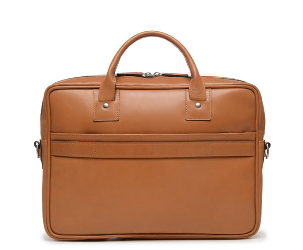EDWIN Leather 14" Brief Bag | Grain Leather | Made in USA | Korchmar | Brown