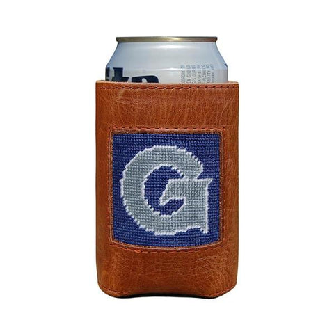 Needlepoint Collection | Georgetown University Needlepoint Can Cooler | Blue and Grey | Smathers and Branson-Can Cooler-Sterling-and-Burke