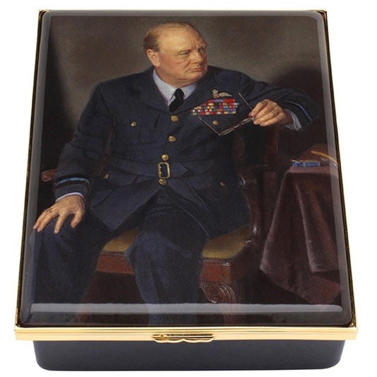Halcyon Days Churchill Portrait by Chandor Enamel Box, Large-Prestige Box-Sterling-and-Burke