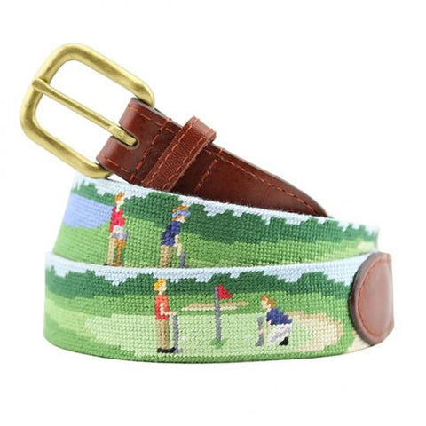 Needlepoint Collection | On The Links Needlepoint Belt | Smathers and Branson-Belt-Sterling-and-Burke