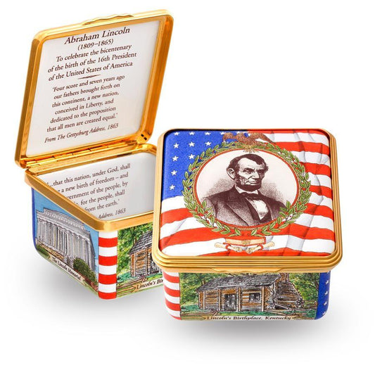 Halcyon Days Abraham Lincoln Enamel Box-Enamel Box-Sterling-and-Burke