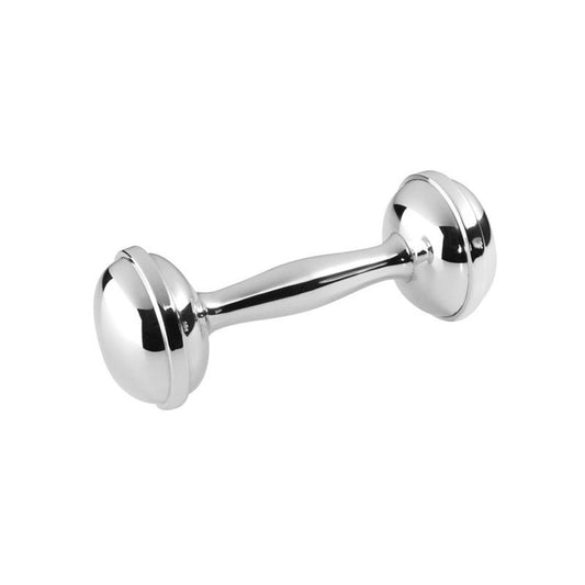 Sterling Silver | Dumbbell Rattle | Baby Gift | Salisbury Pewter | Engraved | Made in USA-Baby-Sterling-and-Burke