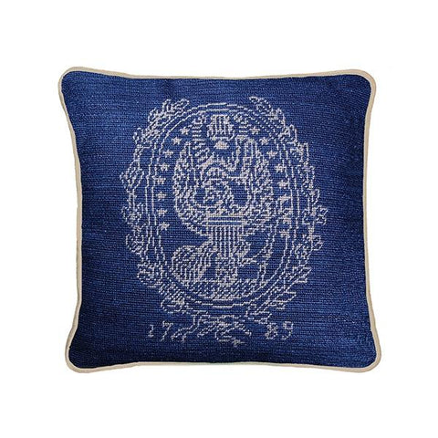 Needlepoint Collection | Georgetown University Needlepoint Pillow | 12 by 12 Inch | Georgetown Crest | Hoya | Blue and Grey | Smathers and Branson-Pillow-Sterling-and-Burke