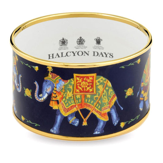 Halcyon Days 4cm Ceremonial Indian Elephant Push Enamel Bangle in Navy-Jewelry-Sterling-and-Burke