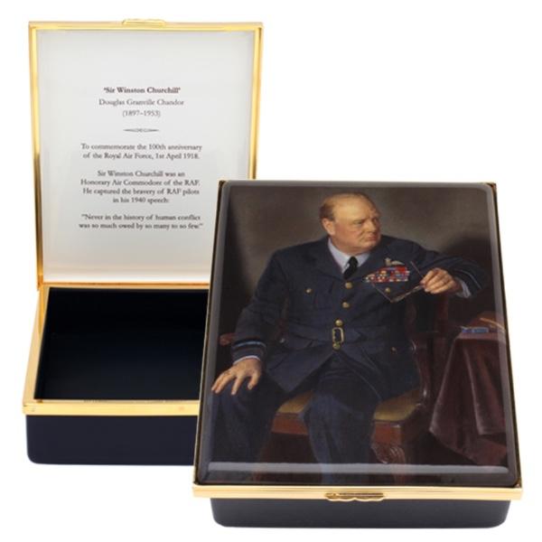 Halcyon Days Churchill Portrait by Chandor Enamel Box, Large-Prestige Box-Sterling-and-Burke