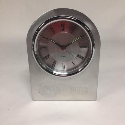 VA Service Award | 30 Years of Service | Silver Arch Clock | Sterling and Burke-Pewter-Sterling-and-Burke