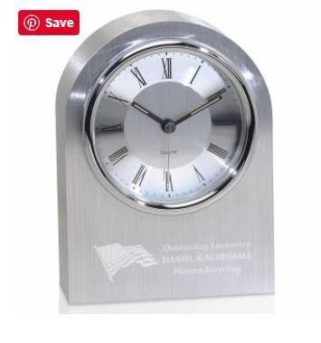 VA Service Award | 30 Years of Service | Silver Arch Clock | Sterling and Burke-Pewter-Sterling-and-Burke