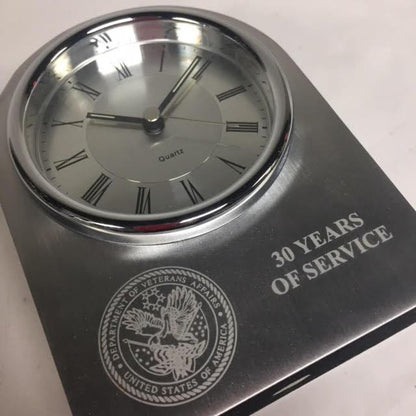 VA Service Award | 30 Years of Service | Silver Arch Clock | Sterling and Burke-Pewter-Sterling-and-Burke