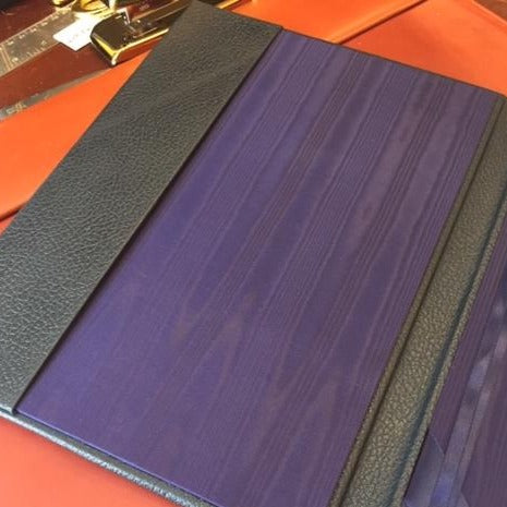 Bespoke Diplomatic Signing Folder | Leather Exterior with Leather Side Pocket | Silk Interior | Sterling and Burke-Desk Accessories-Sterling-and-Burke
