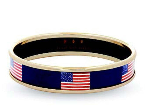 Halcyon Days 1cm USA Flag Push Enamel Bangle in Navy and Gold-Bangle-Sterling-and-Burke