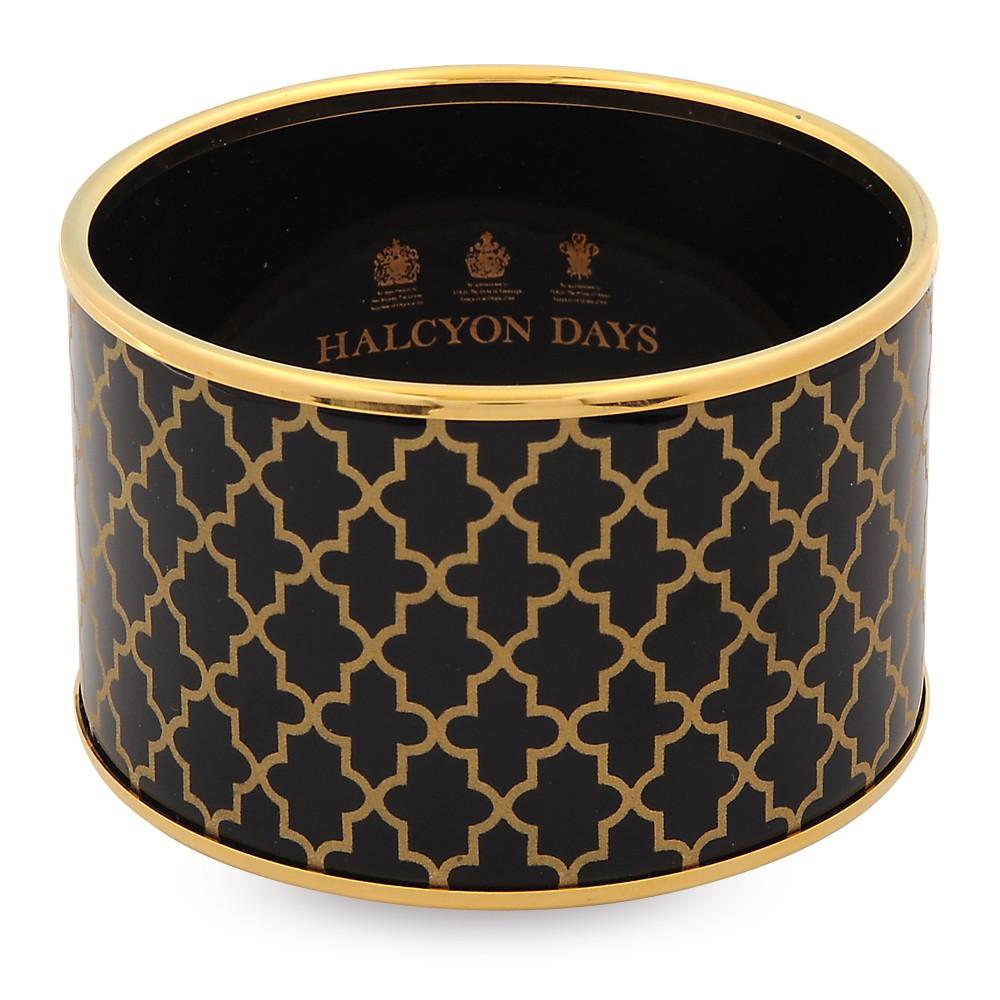 Halcyon Days 4cm Push Enamel Bangle in Black and Gold-Jewelry-Sterling-and-Burke